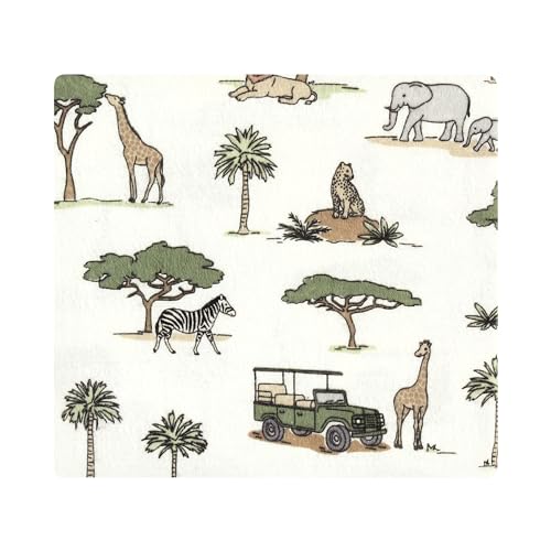 Image of Hudson Baby Unisex Baby Cotton Flannel Receiving Blankets Bundle, Going On Safari, One Size (Pack of 2)