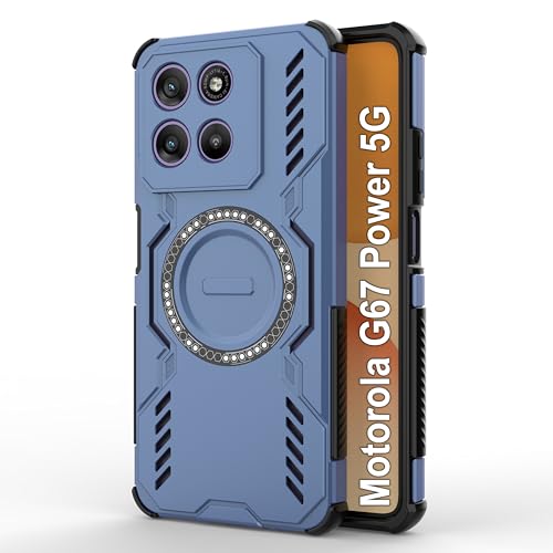 Image of Zapcase Back Case Cover for Motorola G67 Power 5G | Magnetic Case with Built-in Metal Ring | Supports MagSafe Charger, Wallet & Car Mount | Shockproof Hybrid PC + TPU | Blue