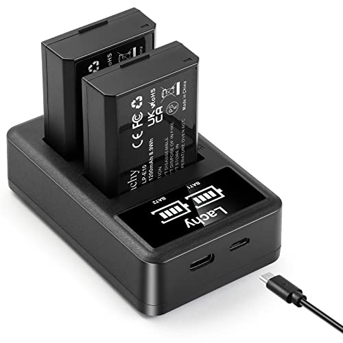 Lachy 2-Pack LP-E10 Batería 1200mAh Cargador Dual para Canon EOS Rebel T3 T5 T6 T7 T100 Kiss X50 X70 X80 X90 1100D 1200D 1300D 1500D 4000D Cámaras