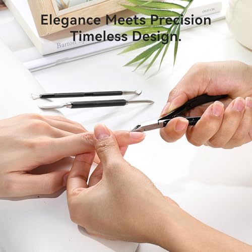 Makartt Nagelhautzange mit nagelhautentferner - 3 Pcs Cuticle Remover Tool, Professionelle nagelhautschere set mit Edelstahl-Nagelhaut Trimmer, Doppelend Nagelhautschieber und Nagelschaber
