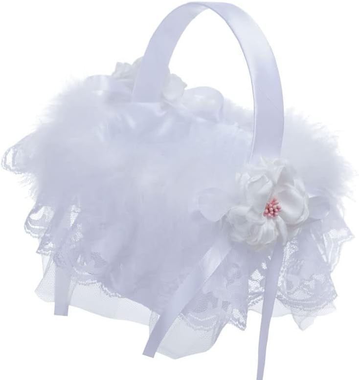 Wedding Flower Basket White Wedding Sprinkle Flower Basket Small Flower Basket Lace Flower Girl Hand-held Flower Basket