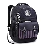 Mochila Vandinha Wandinha Holográfica Menina Juvenil Costa (Preto)