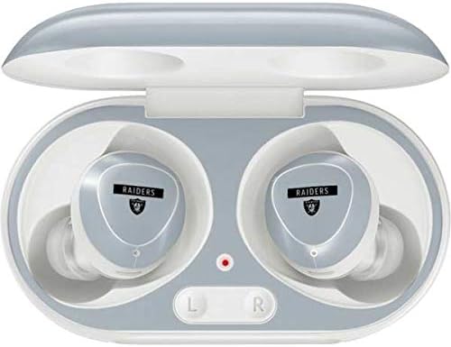 Skinit Decal Audio Skin Compatible with Samsung Galaxy Buds+ - Officially Licensed NFL Las Vegas Raiders Silver Performance Series Design