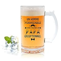Verre à Bière Personnalisé Funnli - Cadeau Fête Des Pères | Gravure "Un Papa Exceptionnel", 474ml