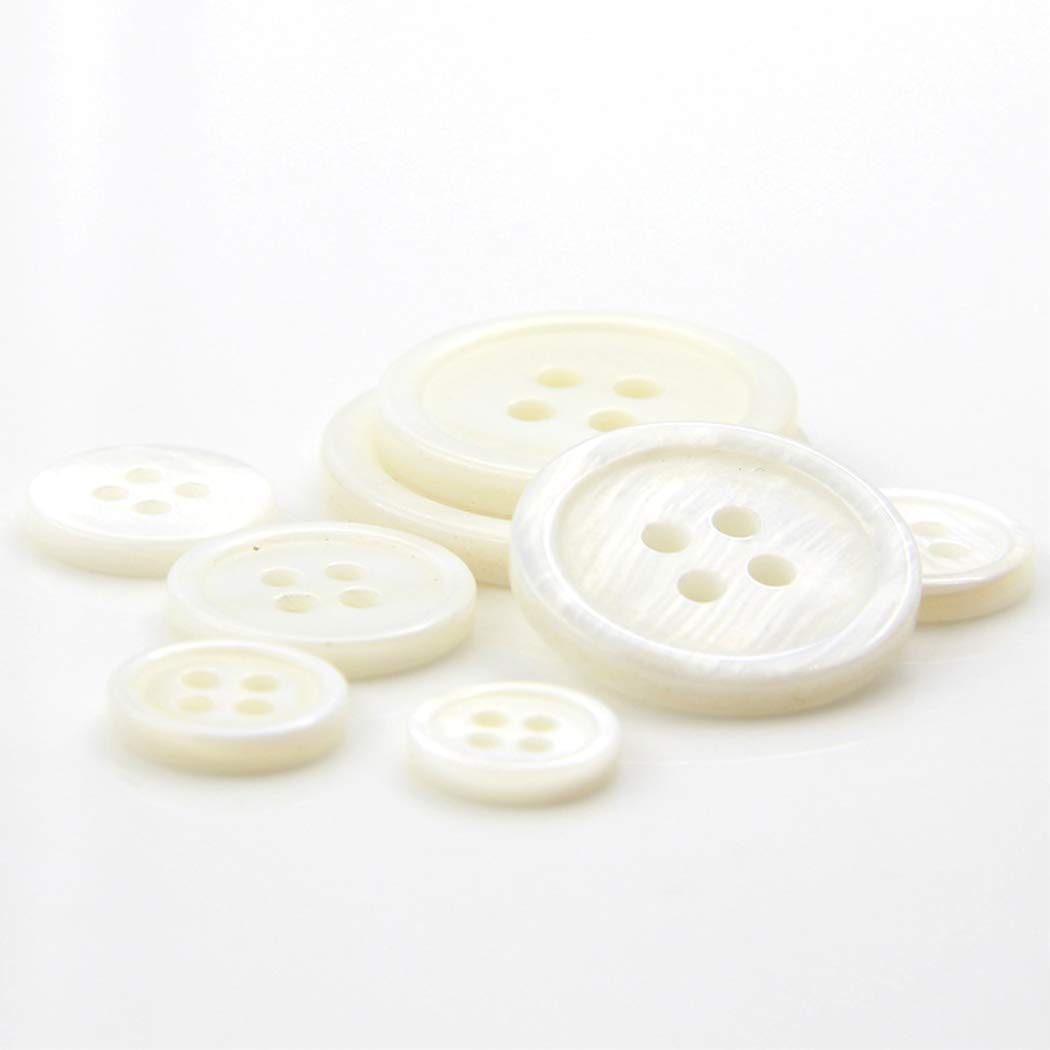 Guziki guziki do ubrań 8-40PCS Naturalny guzik muszlowy-cienki brzeg 4-otworowy guzik żywiczny do koszuli-biały okrągły guzik guziki do szycia na swetry DIY wełniane płaszcze 20mm-12PCS(18mm-16Pcs)