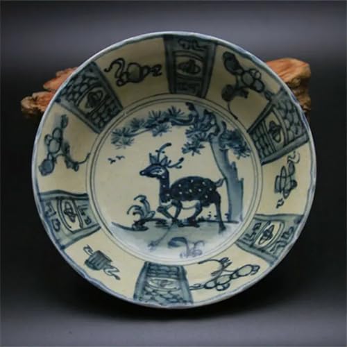 YTDJJWLS Chinese Blue and White Porcelain Ming Sika Deer Design