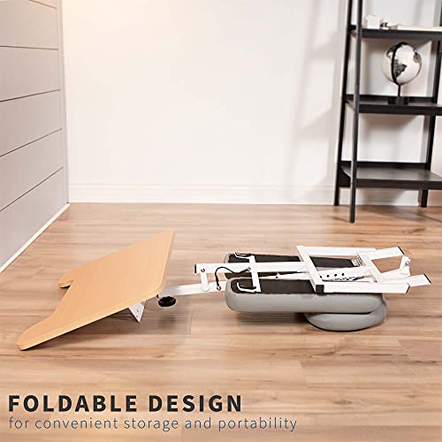 Vivo Kneeling Chair With 28 X 18 Inch Desk, Height Adjustable Posture Stool With Table For Home And Office, Gray Cushions, Light Wood Desktop, White Frame, Desk-Kn01C #TOP6