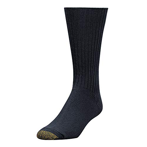 GOLDTOE Men's Cotton Fluffies Crew Socks, Black (1-Pair), Large