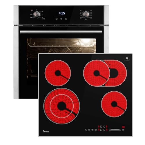 KKT KOLBE Autarkes Herdset | 60cm Einbaubackofen EB8005ED | 59cm Kochfeld CH5901AL | Pizzafunktion Grill Umluft Heißluft | Automatik-Timer | Wärmeschutzverglasung | Kindersicherung | SET8005CH59AL