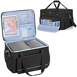 Yarwo Drucker Tasche Kompatibel mit HP OfficeJet Pro/DeskJet/Smart-Tank/Epson EcoTank, Gepolsterte Aufbewahrungstasche mit Basisplatte & Trennwand für Drucker, Tinte, Papier & Bürozubehör (NUR TASCHE)