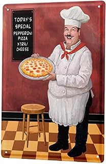 in the Ivy Kitchen Pizza Chef Barstool Metal Sign Wall Art Decoration