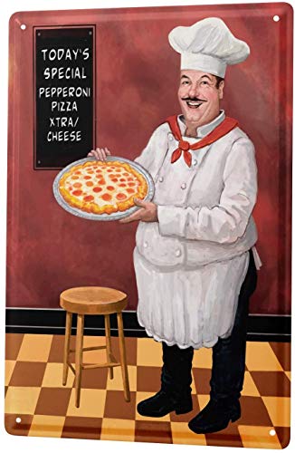 in the Ivy Kitchen Pizza Chef Barstool Metal Sign Wall Art Decoration