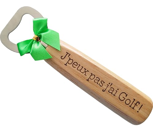 Décapsuleur Golf en Bois Gravé et Personnalisé pour Fan de Golf - Cadeau Golfeur Homme Femme Humoristique Accessoire Golfeur pour Anniversaire, Noël