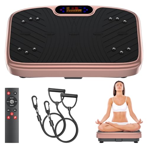 WATEYA Vibration Plate Exercise Machine Vibrating Platform for Fun Lymphatic Drainage and Weight Loss, Vibrant Home Workout Equipment with 1-200 Speeds, Stylish Fitness Gear (Pink)