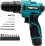 Akkuschrauber, 12V Akku Bohrschrauber Set mit 1 Akkus 1500Ah, Akkubohrer 50Nm Drehmoment, 25+1 Drehmomentstufen, 10mm Bohrfutter, 2-Gang, LED-Licht, 16tlg Zubehör und Koffer, für Haus DIY Projekt