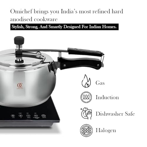 Image of Omichef Sandwich Bottom Stainless Steel Pressure Cooker 3 L | Stainless Steel ISI Certified Cooker | Induction & Gas Friendly | Durable, Food-Grade & Rust-Free | 100% Toxin Free