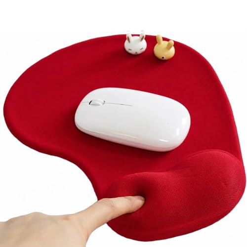 Office Mousepad with Gel Wrist Support - Ergonomic Gaming Desktop Mouse Pad Wrist Rest - Design Gamepad Mat Rubber Base for Laptop Computer -Silicone Non-Slip Special-Textured Surface (06Red)