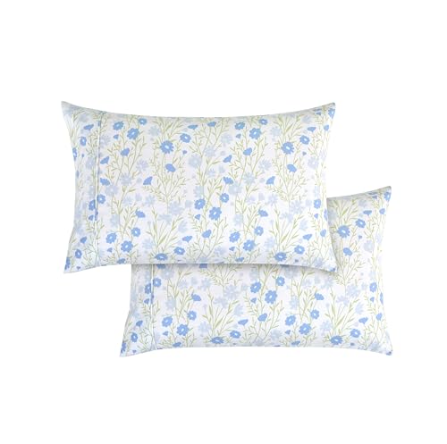 Elegant Comfort Softest and Coziest 6-Piece Sheet Set - 1500 Premium Hotel Quality Microfiber - Deep Pocket, Wrinkle Resistant 6-Piece Floral Bed Sheet Set, King, Laurel Blue
