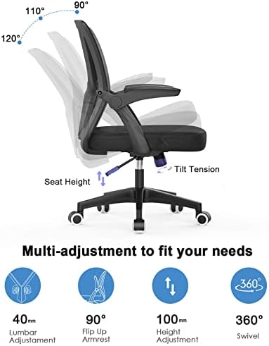 Office Chair - Ergonomic Desk Chair with Adjustable Lumbar Support & Armrest, Upgraded Comfy Seat Cushion, Tilting & Height Adjustment Computer Chair Executive Task Study Work Chair for Home Office