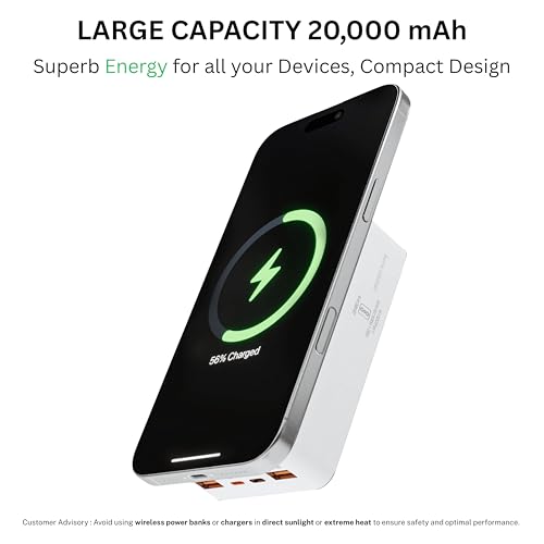 Image of Z Plus MagZap 2.0 20000mAh Mag-Safe Power Bank - 15W Magnetic Wireless Charging, 22.5W USB-C PD Fast Charge Battery Pack with LED Display, Compatible with iPhone 17 Pro Max, 16, 15, 14, & Qi Devices