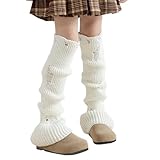 PTILSERY Fashion Leg Warmers Cable Knit Ripped Socks for Child Leggings School Uniform Accessories Flared Bottom Leg Covers