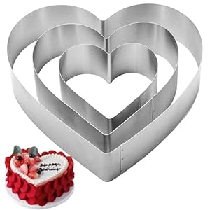 QEEYON Herzbackform Set, 3-teilig Edelstahl Kuchenringe
