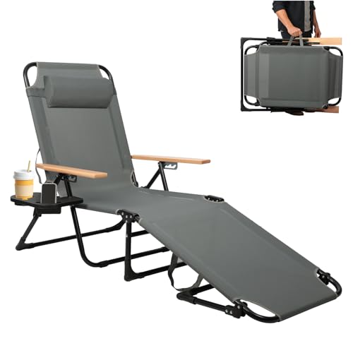 OVLRIJP Gray Foldable Chaise with Arms