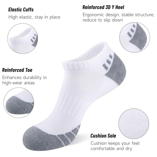 Heatuff 12 Pairs Mens Ankle Socks Athletic Cushioned Running Low Cut Sports Socks for Men3