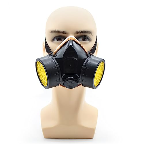 Image of ARURA (LABEL) Dust-Proof Chemical Respirator Paint Gas Mask Half Face Double Cartridge Filter Chemical Respirator Mask