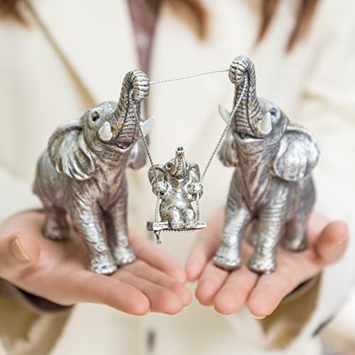 Elephant Statue.silver Elephant Decor For Women,Mom Gifts.elephant Figurines Brings Good Luck, Health, Strength.decoration Ornaments For Living Room,Table Centerpiece, Shelf, Office Decor (Silver) #TOP2