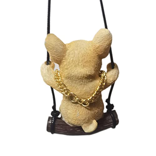 Swing Dog Car Hanging Ornament, Cute Bulldog Pug Car Pendant Interior, Resin Animal Figurines Car Mirror Hanging Accessories For Car Rearview Mirror Decoration, Home Decoration Crafts (Bulldog 3) #TOP7