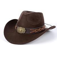 Ausune Herren und Frauen Cowboy Hut Classic Felt Wide Edge Western Cowboy Hut,Kaffee