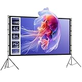HOMCOM Telo Proiettore da 100 Pollici 4K/8K HD Formato 16:9 con 2 Treppiedi Pieghevoli, Schermo Proiettore Portatile Doppia Facciata, Grandangolo di 160 Gradi, per Casa Home Cinema Esterno, Bianco