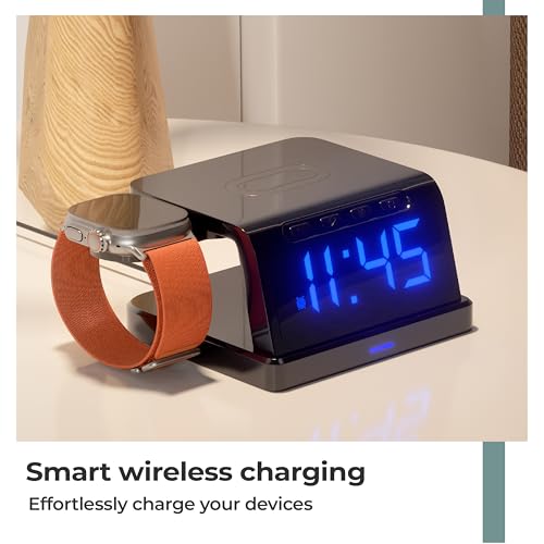 Image of Lifelong Wireless Charging Alarm Clock with Phone Stand | Fast Wireless Charger for All Compatible Smartphones|LED Digital Display with Adjustable Brightness|Dual USB Ports & Smart Nightstand Desk Use