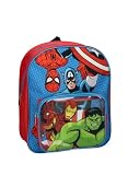 Zaino per bambini Avengers Marvel - Zaino scolastico rosso e blu con tasca frontale e cerniera, spallacci regolabili, licenza ufficiale, ideale per l'asilo e la scuola
