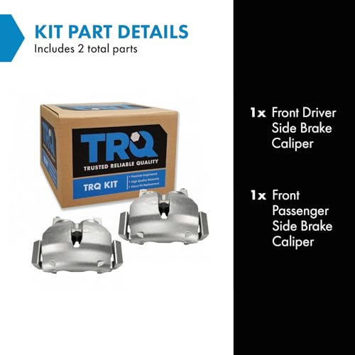 Image of TRQ Front Brake Caliper Set Zinc Coated Brackets Compatible with 2003-2006 Ford Expedition 2003-2006 Lincoln Navigator
