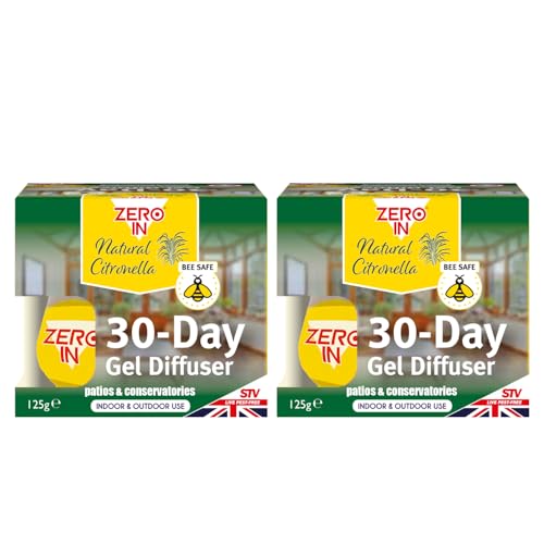 Zero In 30-Day Insect Repellent Gel Diffuser - 2 Pack - Natural Citronella Diffuser, Biting Insect & Mosquito Repellent, Bee Safe - Indoor and Outdoor Use, Travel Size