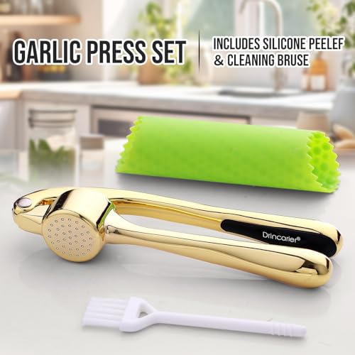 Drincarier Espremedor de alho premium, triturador de alho profissional, fácil de espremer e limpar,