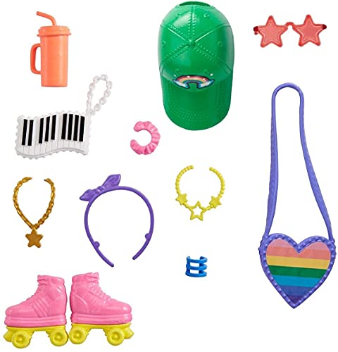 Barbie Fashionistas thème roller jouet enfant avec 11 accessoires de poupée GRC12