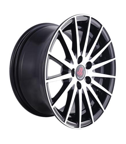 Image of UNO Minda W1D147-000M00 15 inch Car Alloy Wheel, PCD 100, 5 Hole, Black Machined finish