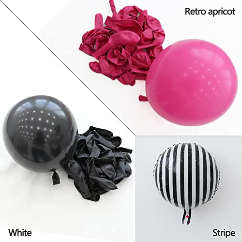 Black And White Balloons Striped Hot Pink Garland Kit Arch Birthday Party Baby Shower Decorations For Girl #TOP3