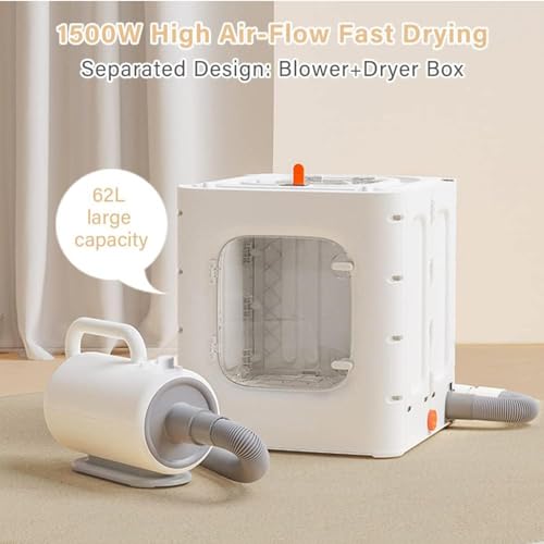 Secador de limpeza para cães 62l grande capacidade, controle inteligente de temperatura e secagem 36