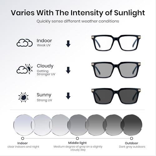 Cyxus Photochromic Blue Light Glasses for Men Women UV Protection 8325 | UV Protection, Eye Protection, Classic Square Frame, Ideal for Computer Screen or Daily Wear — view 2