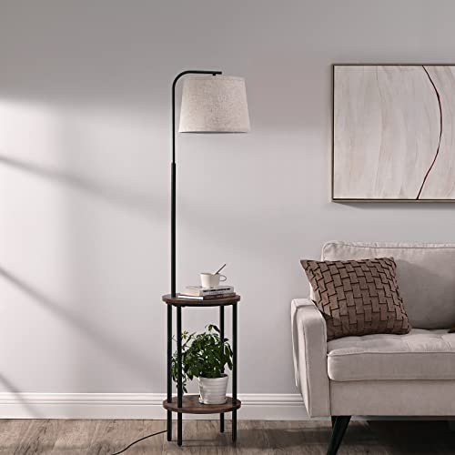 Dewenwils Floor Lamp With Table Attached, Industrial Farmhouse Narrow Nightstand, Wooden End Side Table Floor Lamp, Adjustable Reading Lamp For Bedroom, Living Room, Office, Kids Room #TOP6
