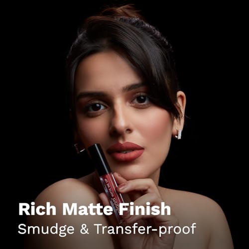 Image of Pilgrim Liquid Matte Lipstick - Sexy Scarlet | Lipstick for Women with Hyaluronic Acid & Spanish Squalane | Transferproof, Long Lasting & Non Drying with Hydrating Ingredients 3gms