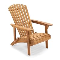 VonHaus Natural Adirondack Chair - Outdoor Acacia Hardwood Garden Chair & Teak Oil Finish - Durable Weather Resistant Wood for Patio & Deck - Wide Arms & Ergonomic Sloped Back - Hudson