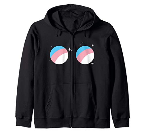 Trans Planet Boobs LGBTQ Transgender Pride Flag Space Zip Hoodie
