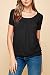 Made By Johnny MBJ WT1175 Women's Scoop Neck Short Sleeve Pleated Front Blouse Tunic Top XL Black