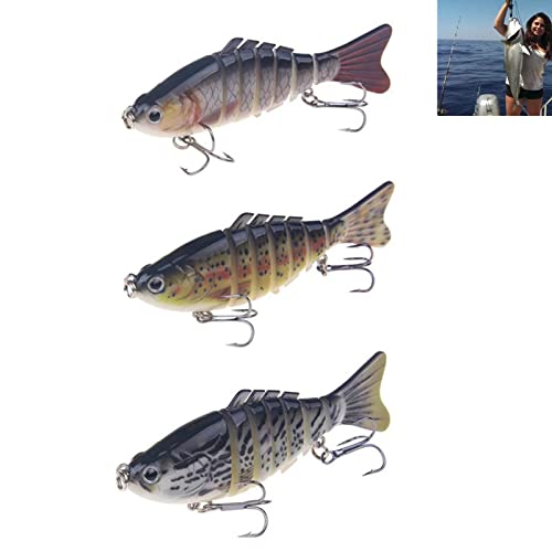 Cancout Fishing Lures For Bass Perch 3Pcs Saltwater Multi Jointed Swimbait Fishing Gear Hard Baits Freshwater Trout Crappie Lifelike Slow Sinking Bionic Swimming Animated Lures Kit #TOP2