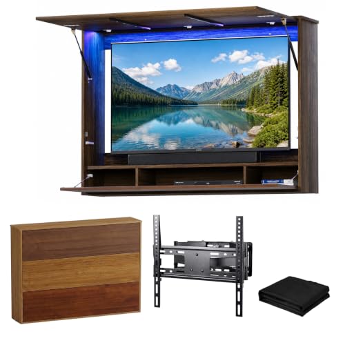Outdoor TV Cabinet for 45"-55" TVs with LED & 3 Storage Compartments - image 1